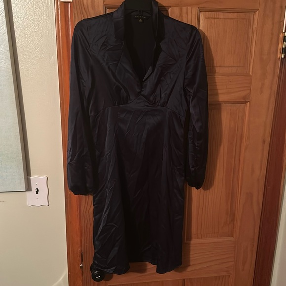 Women’s Downeast Satin Navy Dress‎ Medium Vintage - Picture 1 of 5